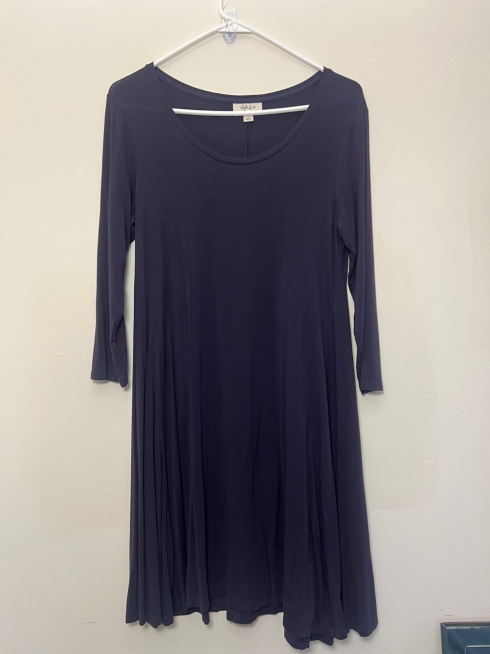 Purple Swing Dress with Scoop Neck - Soft Knit